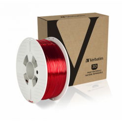 Filament VERBATIM 55054 / PETG / CZERWONY TRANSPARENTNY / 1,75 mm / 1 kg