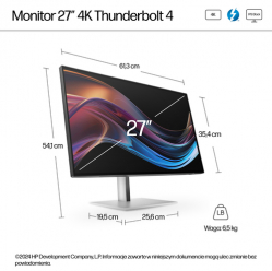 Monitor HP S7 Pro 727pk Docking 27 UHD 4K UHD 16:9 IPS czarny TB4 HDMI DP