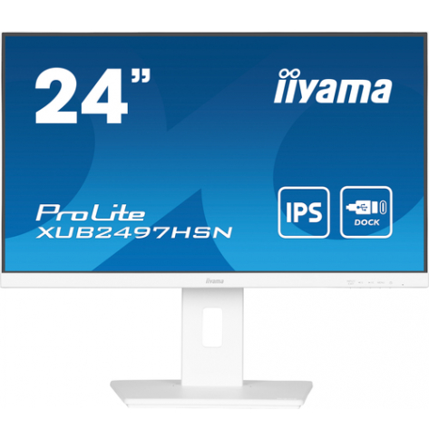 Monitor IIYAMA XUB2497HSN-W2 24 IPS FHD  1ms HDMI DP USB USB-C 7 LAN glosniki  Stand bialy