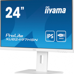 Monitor IIYAMA XUB2497HSN-W2 24 IPS FHD  1ms HDMI DP USB USB-C 7 LAN glosniki  Stand bialy