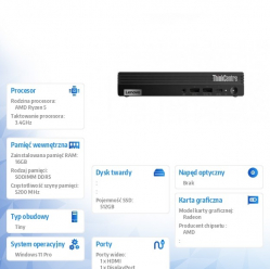 Komputer LENOVO ThinkCentre M75q G5 Ryzen 5 8500GE 16GB 512GB SSD WIFI BT W11P 1y Premier