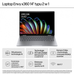 Laptop HP ENVY x360 14-fa0400nw 14 WUXGA Touch AG IPS Ryzen 5 8640HS 16GB 512GB 5MP W11Pro 2Y Glacier Silver