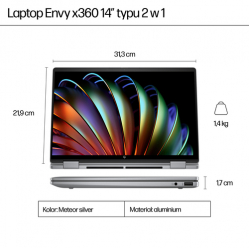 Laptop HP ENVY x360 14-fa0400nw 14 WUXGA Touch AG IPS Ryzen 5 8640HS 16GB 512GB 5MP W11Pro 2Y Glacier Silver