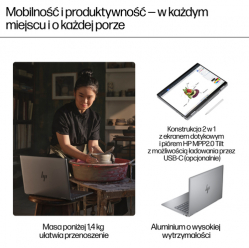 Laptop HP ENVY x360 14-fa0400nw 14 WUXGA Touch AG IPS Ryzen 5 8640HS 16GB 512GB 5MP W11Pro 2Y Glacier Silver