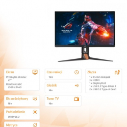 Monitor Asus ROG Swift PG27AQN 27 IPS WQHD HDMI DP USB PIVOT