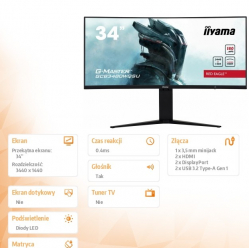 Monitor IIYAMA GCB3480WQSU-B1 34 VA UWQHD 0.4ms Curved HDMI DP USB VESA