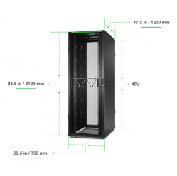 Szafa serwerowa APC NetShelter SX Server Rack Gen 2 45U 2124H x 750W x 1200D mm w  Sides czarna