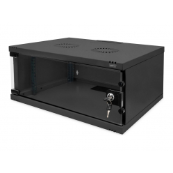 Szafa serwerowa DIGITUS 4U wall mounting cabinet SOHO unmounted 241x540x400mm full glass front door czarna