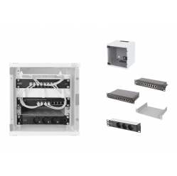 Szafa serwerowa DIGITUS DN-10-SET-1 10inch network bundle including 6U cabinet shelf PDU 8-port switch CAT 6 patch panel