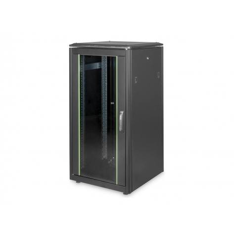 Szafa serwerowa DIGITUS Network cabinet 19Inch 22U H21164mmxB600mmxT600mm czarna RAL 9005 with glass door incl. 28xSreew-Set up to 600KG IP40