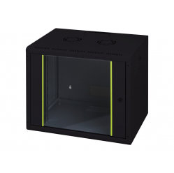 Szafa serwerowa DIGITUS Wall Cabinet 19inch 12HE RAL9005 czarna without tray 624mmx600mmx450mm with glas door
