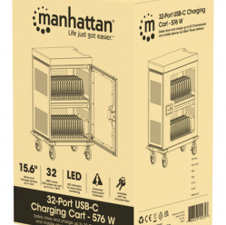 Szafa serwerowa MANHATTAN 32-Port USB-C Charging Cart 576 W Bays devices up to 15.6i up to 18 W per Port Surge Protection Silent Ventilation