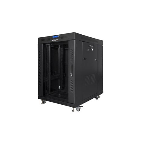 Szafa serwerowa LANBERG FF01-8015-12BL stojaca rack 19in 15U  800x1000mm czarna drzwi szklane LCD
