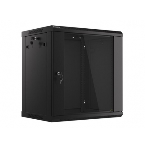 Szafa serwerowa LANBERG WF01-6412-10B wiszaca rack 19inch 12U 600x450mm czarna drzwi szklane Towar po naprawie  P