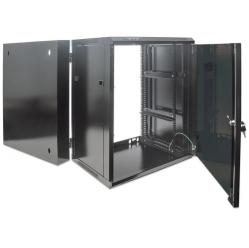 Szafa serwerowa INTELLINET 712019 wiszaca 19 15U 550 mm szklane drzwi dwusekcyjna czarna