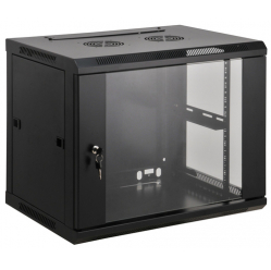 Szafa serwerowa INTELLINET 711814 wiszaca 19 9U 450 mm szklane drzwi zmontowana czarna