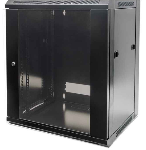 Szafa serwerowa INTELLINET 711715 wiszaca 19 6U 450 mm szklane drzwi jednosekcyjna czarna