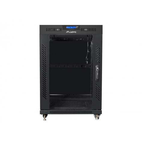 Szafa serwerowa LANBERG free standing rack 19inch cabinet 15U 600x600 glass door LCD flat pack czarna