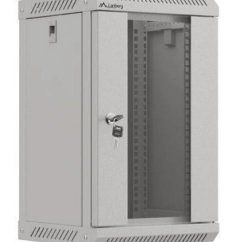 Szafa serwerowa Lanberg 9U 300x300 10 cali drzwi przeszklone szare flat pack