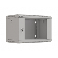 Szafa serwerowa LANBERG instalacyjna rack wiszaca 19 cali 6U 540x350 szara drzwi przeszklone flat pack