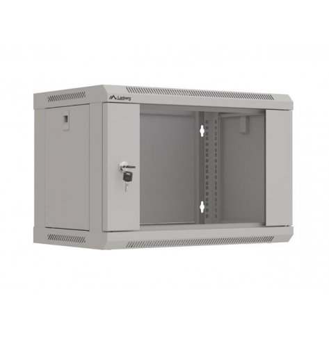 Szafa serwerowa LANBERG instalacyjna rack wiszaca 19 cali 6U 540x350 szara drzwi przeszklone flat pack