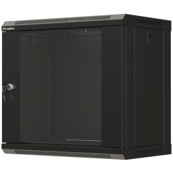 Szafa serwerowa LANBERG instalacyjna rack wiszaca 19 cali 9U 540x350 czarna drzwi przeszklone flat pack