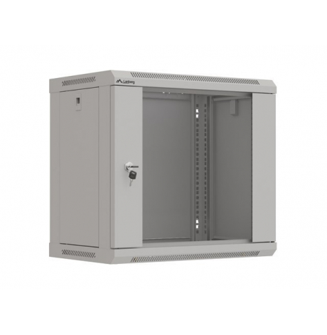 Szafa serwerowa LANBERG instalacyjna rack wiszaca 19 cali 9U 540x350 szara drzwi przeszklone flat pack