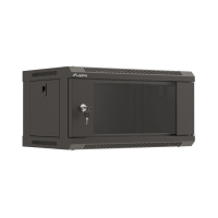 Szafa serwerowa LANBERG instalacyjna wiszaca 19 cali 4U 540x350 czarna drzwi przeszklone flat pack