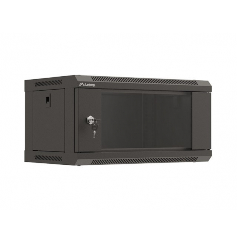 Szafa serwerowa LANBERG instalacyjna wiszaca 19 cali 4U 540x350 czarna drzwi przeszklone flat pack