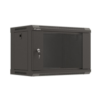 Szafa serwerowa LANBERG instalacyjna wiszaca 19 cali 6U 540x350 flat pack czarna drzwi przeszklone