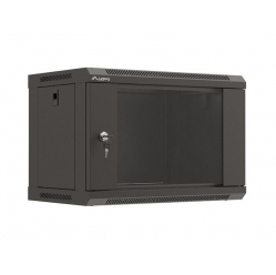 Szafa serwerowa LANBERG instalacyjna wiszaca 19 cali 6U 540x350 flat pack czarna drzwi przeszklone