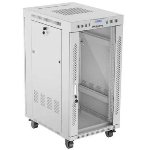 Szafa serwerowa LANBERG Rack stojaca 19 22U 600x800 szara drzwi szklane LCD flat pack V2