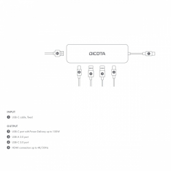Stacja dokująca DICOTA USB-C 5-in-1 Video Hub 4K PD 100W