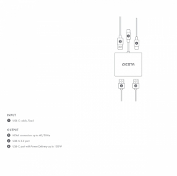 Stacja dokująca DICOTA USB-C Portable 4-in-1 Docking Station 4K HDMI PD 100W