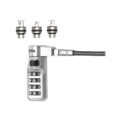 Linka blokady DICOTA Universal Security Cable Lock 3 Exchangeable heads fits all slots preset code