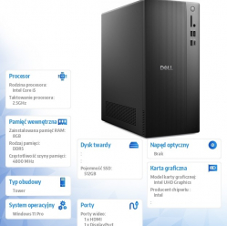 Komputer Dell Tower ECT1250 MT i5-14400 8GB 512GB SSD WIFI BT Win11Pro 3YPS 
