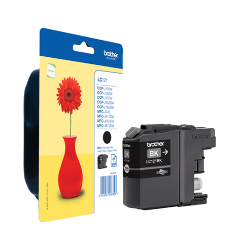 BROTHER LC-121 ink cartridge black standard capacity 300 pages 1-pack blister without alarm