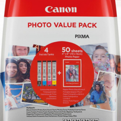 CANON 1LB CLI-571 Value Pack blister security 4x6 Phot Paper PP-201 50sheets + Cyan Magenta Yellow & Photo Black ink tanks