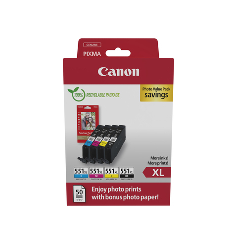 CANON CLI-551XL Ink Cartridge C/M/Y/BK + PHOTO PACK
