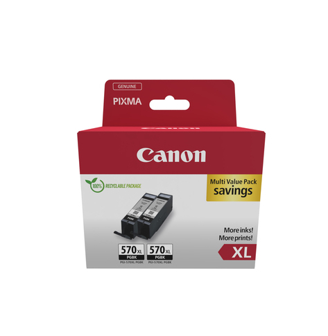 CANON PGI-570XL Ink Cartridge BK TWIN BL SEC