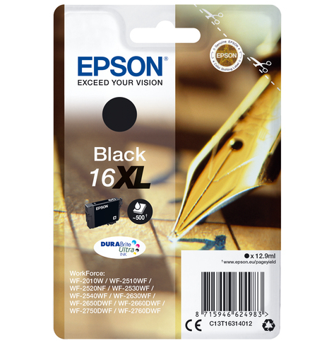 EPSON 16XL ink cartridge black high capacity 12.9ml 500 pages 1-pack RF-AM blister