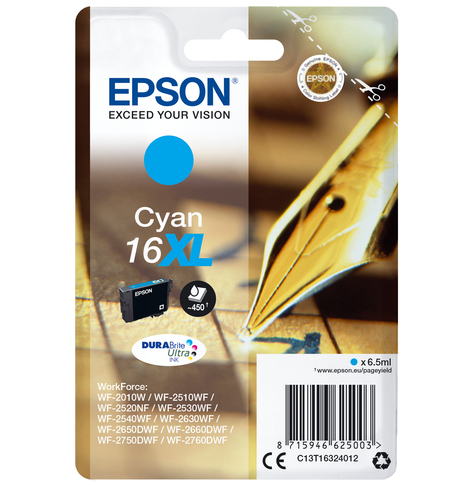 EPSON 16XL ink cartridge cyan high capacity 6.5ml 450 pages 1-pack RF-AM blister