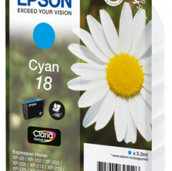 EPSON 18 ink cartridge cyan standard capacity 3.3ml 180 pages 1-pack RF-AM blister