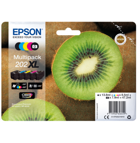 EPSON 202XL Mpack Ink (PBK,BK,C,M,Y) (with security)