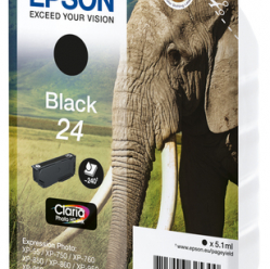 EPSON 24 ink cartridge black standard capacity 5.1ml 240 pages 1-pack RF-AM blister