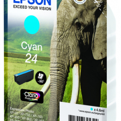 EPSON 24 ink cartridge cyan standard capacity 4.6ml 360 pages 1-pack RF-AM blister