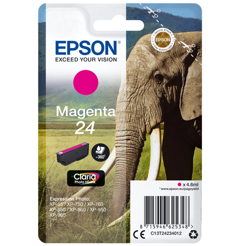 EPSON 24 ink cartridge magenta standard capacity 4.6ml 360 pages 1-pack RF-AM blister
