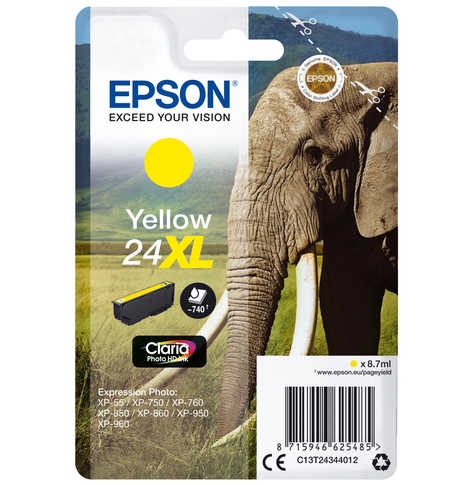 EPSON 24XL ink cartridge yellow high capacity 8.7ml 740 pages 1-pack RF-AM blister