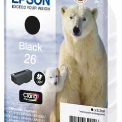 EPSON 26 ink cartridge black standard capacity 6.2ml 220 pages 1-pack RF-AM blister