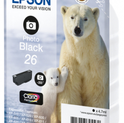 EPSON 26 ink cartridge photo black standard capacity 4.7ml 200 photos 1-pack RF-AM blister